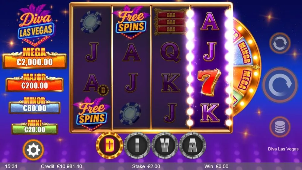 Twee Free Spins-symbolen landen op de rollen en de vierde rol licht op: de free-spins-ronde staat op het punt te starten.